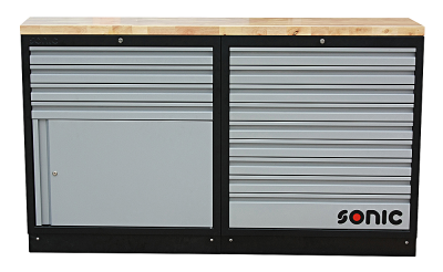 MSS 34" 9 drawers and cabinet with door with wooden top blade