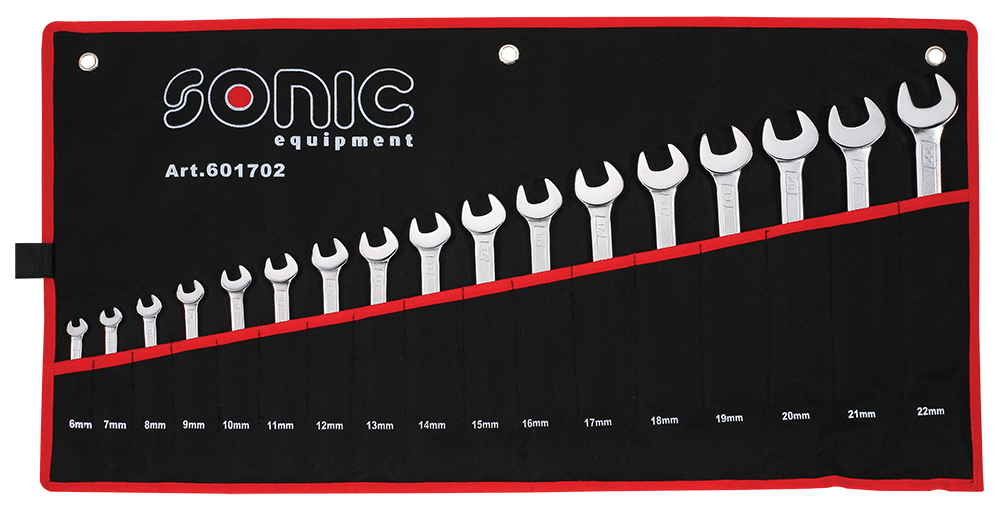Combination wrench set in pouch, 17 pcs. - Sonic Tools