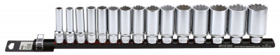 Socket Set DEEP 1/2" on Rail, 15pcs. (SAE)